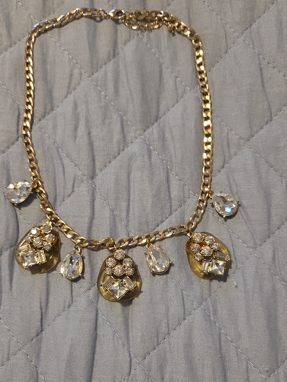 Maximalist, Gold Tone Crystal Pendant Statement Necklace - Unbranded